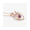 0.25 Ct Heart Purple Amethyst Prong Rose Gold Plated Mom Charm Necklace by Fine Color Jewels