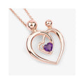 0.25 Ct Heart Purple Amethyst Prong Rose Gold Plated Mom Charm Necklace by Fine Color Jewels