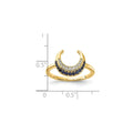 0.25 Ct Round Blue Sapphire & Diamond Pavé 14K Yellow Gold Horseshoe Curved Band Moon Ring by Fine Color Jewels