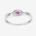 0.27 Ct Oval Pink Ruby & White Diamond Prong 14K White Gold Crossover Halo Ring by Fine Color Jewels