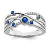 0.27 Ct Round Blue Sapphire Diamond White Gold Bezel Set Criss Cross Band Ring