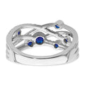 0.27 Ct Round Blue Sapphire Diamond White Gold Bezel Set Criss Cross Band Ring by Fine Color Jewels