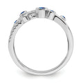 0.27 Ct Round Blue Sapphire Diamond White Gold Bezel Set Criss Cross Band Ring by Fine Color Jewels