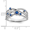 0.27 Ct Round Blue Sapphire Diamond White Gold Bezel Set Criss Cross Band Ring by Fine Color Jewels