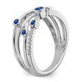 0.27 Ct Round Blue Sapphire Diamond White Gold Bezel Set Criss Cross Band Ring by Fine Color Jewels
