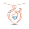 0.28 Ct Heart Swiss Blue Topaz Prong Rose Gold Plated Mom Necklace