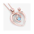 0.28 Ct Heart Swiss Blue Topaz Prong Rose Gold Plated Mom Necklace by Fine Color Jewels