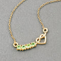 0.28 Ct Round Green Peridot Prong 18K Gold Plated Silver Heart & Infinity Necklace by Fine Color Jewels