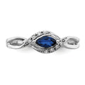 0.29 Ct. Blue Marquise Sapphire & Diamond Prong Pavé 14K White Gold East-West Bypass Ring by Fine Color Jewels