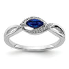 0.29 Ct. Blue Marquise Sapphire & Diamond Prong Pavé 14K White Gold East-West Bypass Ring