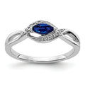 0.29 Ct. Blue Marquise Sapphire & Diamond Prong Pavé 14K White Gold East-West Bypass Ring by Fine Color Jewels