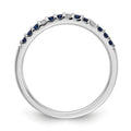 0.3 Ct Round Blue Sapphire and Diamond White Gold Pave Half Eternity Ring by Fine Color Jewels