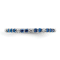 0.3 Ct Round Blue Sapphire and Diamond White Gold Pave Half Eternity Ring by Fine Color Jewels