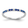 0.3 Ct Round Blue Sapphire and Diamond White Gold Pave Half Eternity Ring