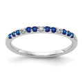 0.3 Ct Round Blue Sapphire and Diamond White Gold Pave Half Eternity Ring by Fine Color Jewels
