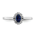 0.30 Ct Oval Blue Sapphire & Diamond Prong 14K White Gold Classic Halo Ring by Fine Color Jewels