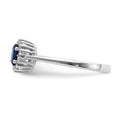 0.30 Ct Oval Blue Sapphire & Diamond Prong 14K White Gold Classic Halo Ring by Fine Color Jewels