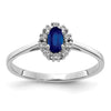 0.30 Ct Oval Blue Sapphire & Diamond Prong 14K White Gold Classic Halo Ring