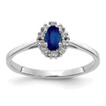 0.30 Ct Oval Blue Sapphire & Diamond Prong 14K White Gold Classic Halo Ring by Fine Color Jewels