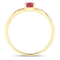 0.30 Ct Round Pink Ruby & Diamond Prong 10K Yellow Gold Pave Twisted Band Ring by Fine Color Jewels