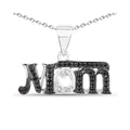 0.30 CTTW Round Black Spinel and White Diamond Prong Silver Mom Pendant Necklace by Fine Color Jewels