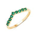 0.31 Ct Round Green Zambian Emerald Prong 10K Yellow Gold Half Eternity Ring by Fine Color Jewels