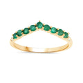 0.31 Ct Round Green Zambian Emerald Prong 10K Yellow Gold Half Eternity Ring by Fine Color Jewels