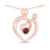 0.32 Ct Heart Red Garnet Prong Rose Gold Plated Mom Pendant Necklace