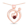 0.32 Ct Heart Red Garnet Prong Rose Gold Plated Mom Pendant Necklace by Fine Color Jewels