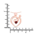0.32 Ct Heart Red Garnet Prong Rose Gold Plated Mom Pendant Necklace by Fine Color Jewels