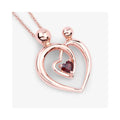 0.32 Ct Heart Red Garnet Prong Rose Gold Plated Mom Pendant Necklace by Fine Color Jewels