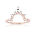 0.33 Ct Marquise White Sapphire Prong Silver Starburst Tiara Ring by Fine Color Jewels