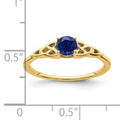 0.33 Ct Round Blue Created Sapphire Prong Yellow Gold Knot Solitaire Ring by Fine Color Jewels