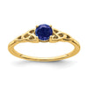 0.33 Ct Round Blue Created Sapphire Prong Yellow Gold Knot Solitaire Ring