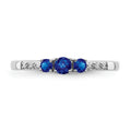 0.34 Ct Round Blue Sapphire and Diamond Prong 14k White Gold Three stone Ring by Fine Color Jewels