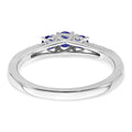 0.34 Ct Round Blue Sapphire and Diamond Prong 14k White Gold Three stone Ring by Fine Color Jewels