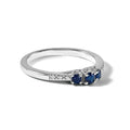 0.34 Ct Round Blue Sapphire and Diamond Prong 14k White Gold Three stone Ring by Fine Color Jewels