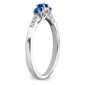 0.34 Ct Round Blue Sapphire and Diamond Prong 14k White Gold Three stone Ring by Fine Color Jewels