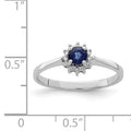 0.34 Ct Round Blue Sapphire and Diamond Prong Silver Snowflake Halo Ring by Fine Color Jewels