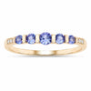 0.34 Ct Round Violet Tanzanite Diamond Pave 10K Gold Five Stone Graduated Ring