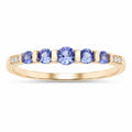 0.34 Ct Round Violet Tanzanite Diamond Pave 10K Gold Five Stone Graduated Ring by Fine Color Jewels