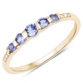 0.34 Ct Round Violet Tanzanite Diamond Pave 10K Gold Five Stone Graduated Ring by Fine Color Jewels