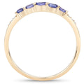 0.34 Ct Round Violet Tanzanite Diamond Pave 10K Gold Five Stone Graduated Ring by Fine Color Jewels