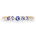 0.34 Ct Round Violet Tanzanite Diamond Pave 10K Gold Five Stone Graduated Ring by Fine Color Jewels
