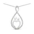 0.34 Ct Round White Diamond Prong Silver Mom Heart Pendant Necklace by Fine Color Jewels