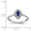 0.35 Ct Oval Blue Sapphire Diamond 14K White Gold Halo Floral Ring by Fine Color Jewels