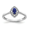 0.35 Ct Oval Blue Sapphire Diamond 14K White Gold Halo Floral Ring