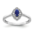 0.35 Ct Oval Blue Sapphire Diamond 14K White Gold Halo Floral Ring by Fine Color Jewels