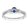 0.35 Ct Oval Blue Sapphire & Diamond Prong 14K White Gold Three Stone Ring by Fine Color Jewels