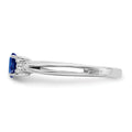0.35 Ct Oval Blue Sapphire & Diamond Prong 14K White Gold Three Stone Ring by Fine Color Jewels